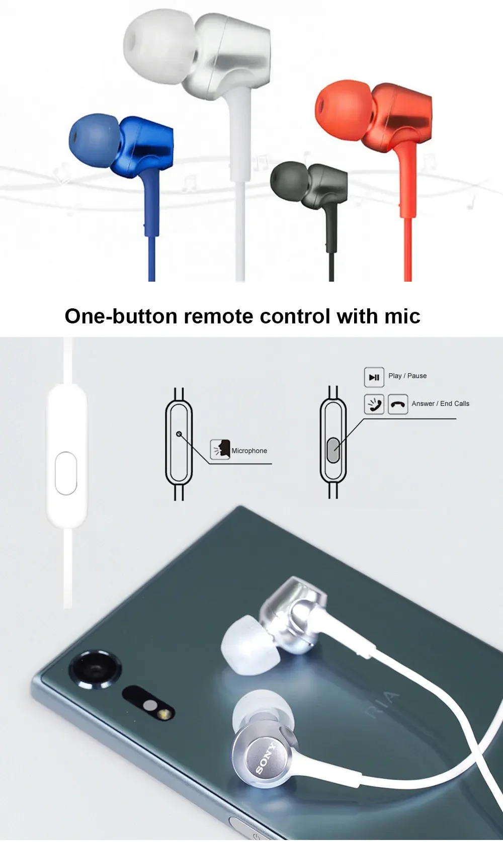 Sony Mdr Ex255ap Stereo Earphones 3 5mm Wired Headset Sport Earbuds Bass Headphone Handsfree With Mic For Smartphones Music Game, Alina Gadgets
