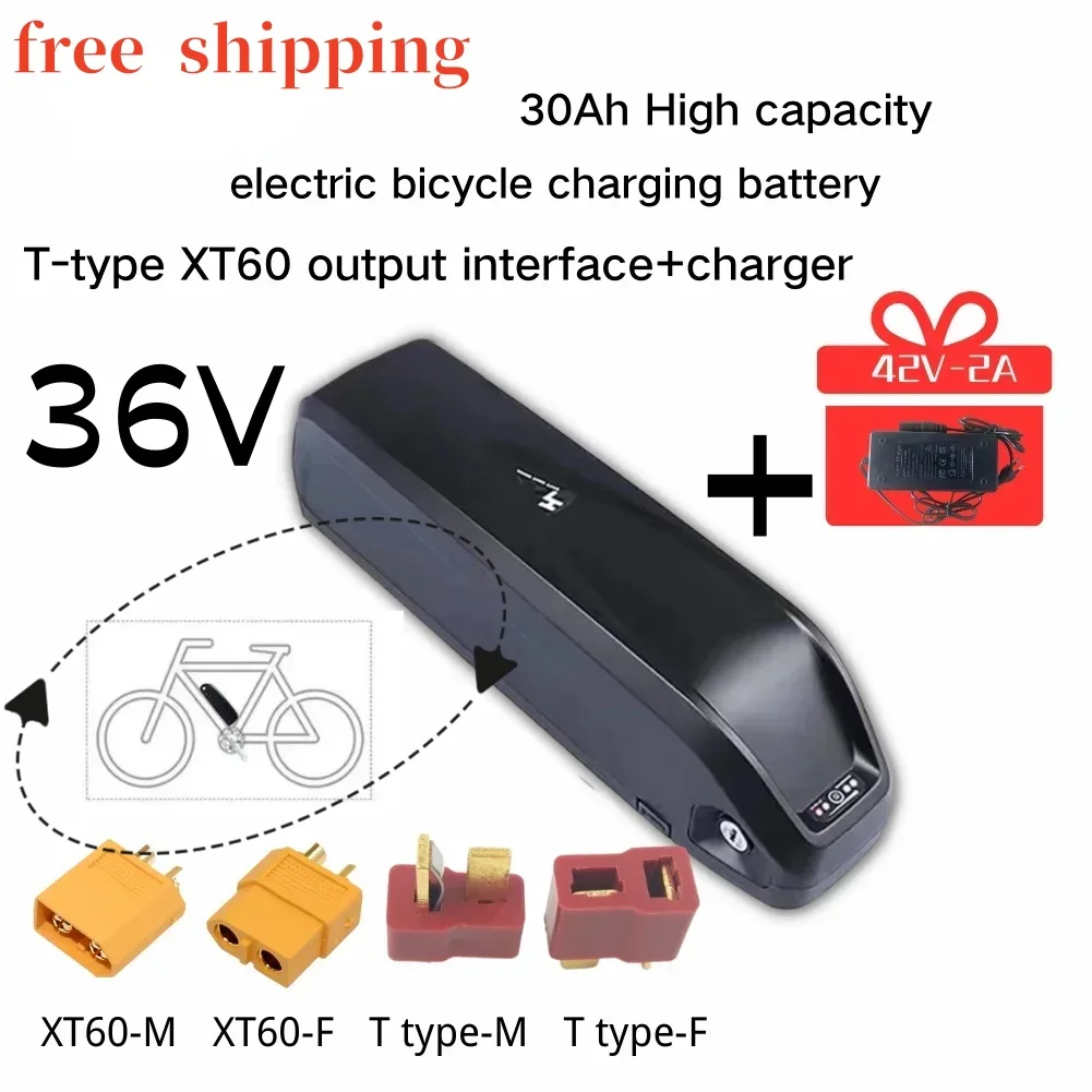 

36V 30Ah Vehicle Lithium Battery Waterproof Large Capacity Rechargeable Battery XT60 T-type Output Interface 18650 Power Battery