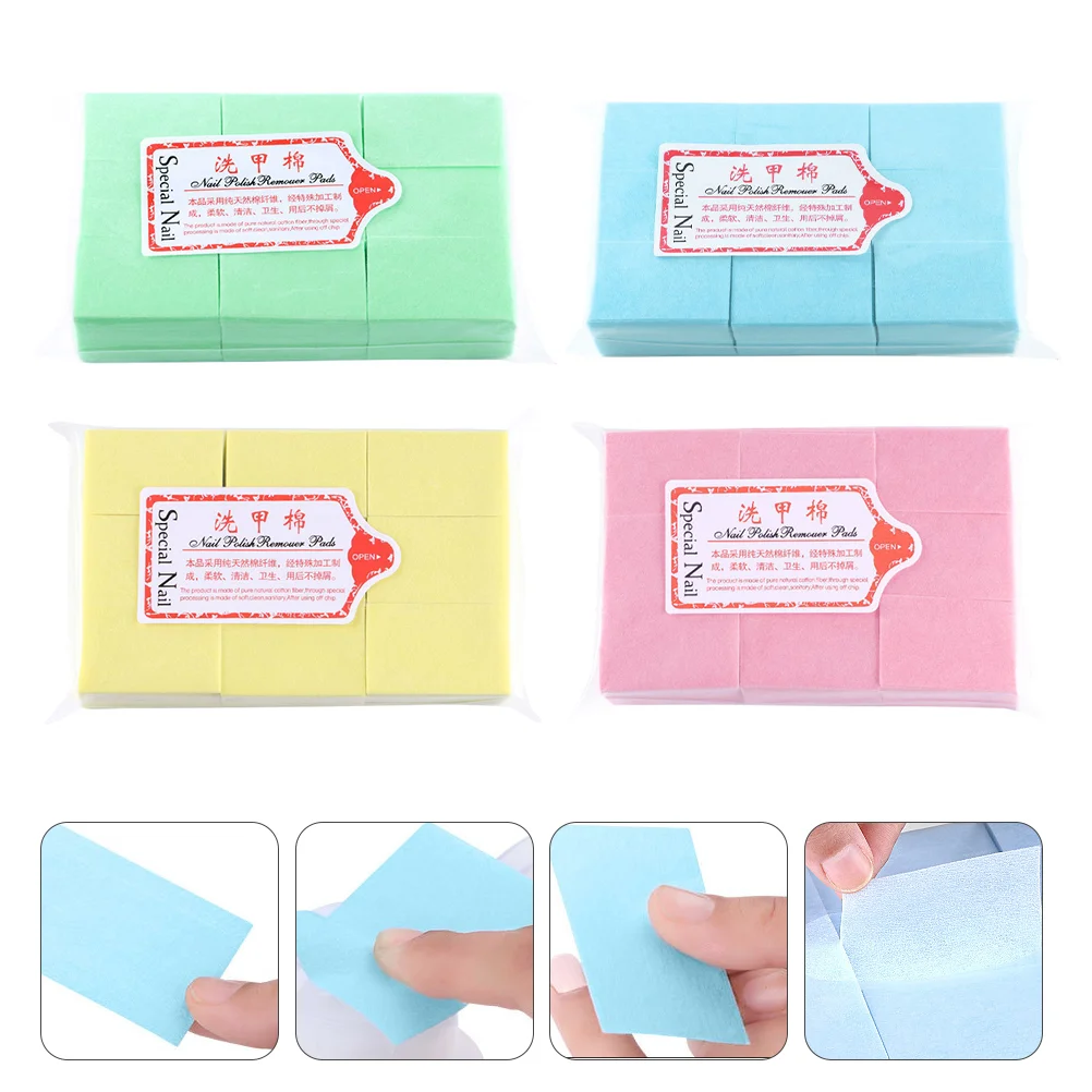 

4 Bags Non-woven Nail Cleaning Patches Disposable Nail Polish Remover Pads