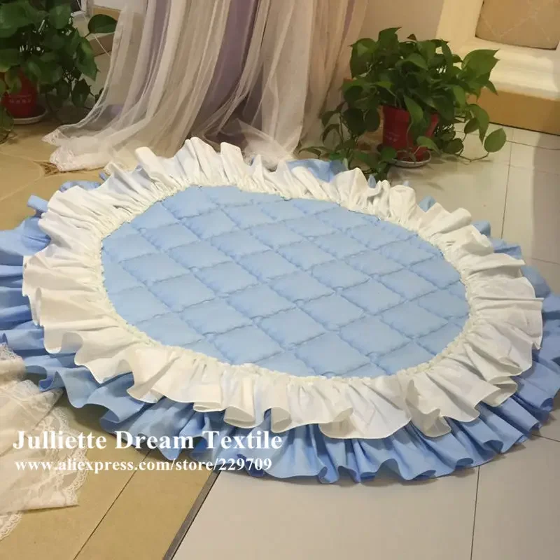Round Ruffle Carpets for Living Room, Princess Bedroom Carpet, Custom Rug, Home Decoration 4