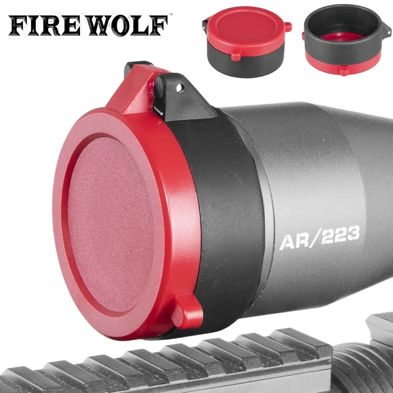 Fire Wolf Jacht 액세서리 레드 라이플 스코프 커버, 퀵 플립 렌즈 업 오픈 렌즈 커버 캡