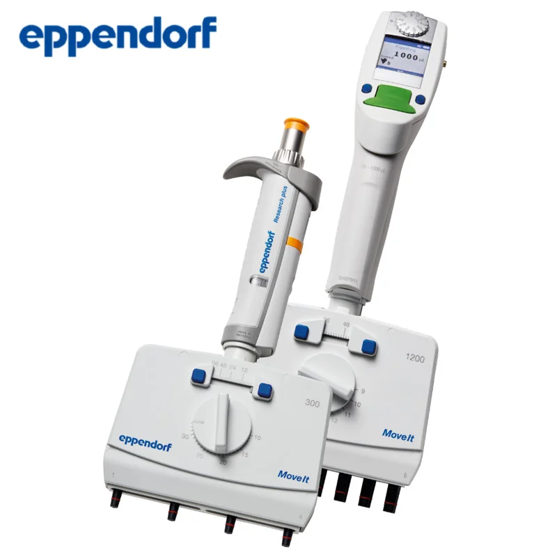 4/6/8 Channel Eppendorf Gas Piston Pipette 15-300/120-1200μL Adjustable Spacing Manual Pipette 360° Rotary Handle Autoclavable