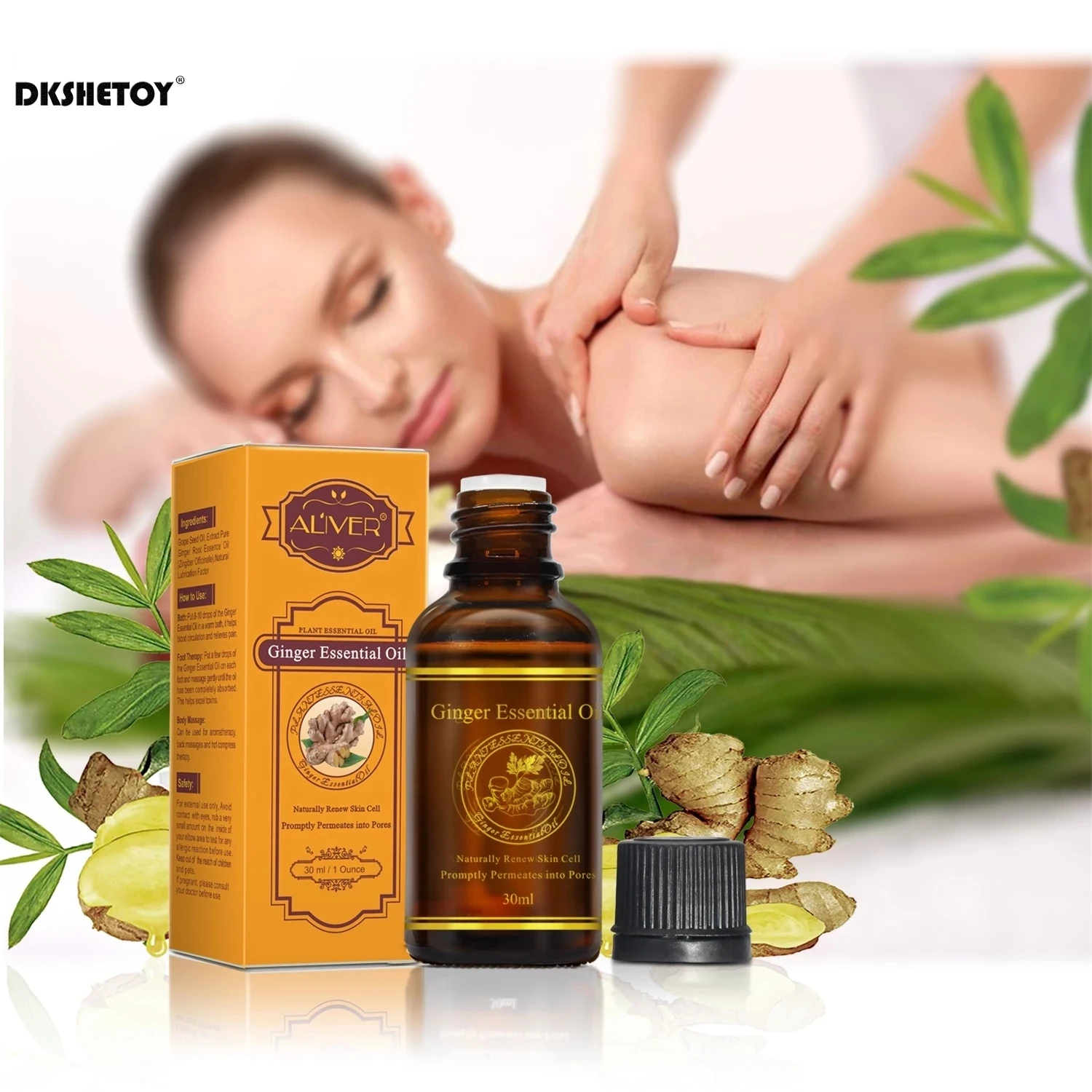 30 ml Ginger Essential Oils Pure Plant Fat Burning Slimming Weight Loss body Massage Thermal Serums Scrape Therapy SPA |