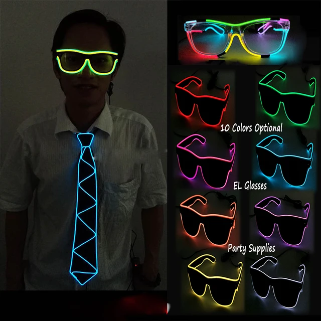 New Style Multicolor Color El Wire Glasses Led Fashion Bachelor Party  Sunglasses Shaped Glasses For Disco Glow Supplies - Glow Party Supplies -  AliExpress