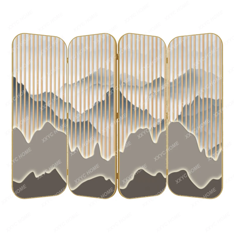 

Light Luxury Screen Folding Mobile Partition Living Room Bedroom Simple Office Aluminum Alloy Creative Decorative Cover