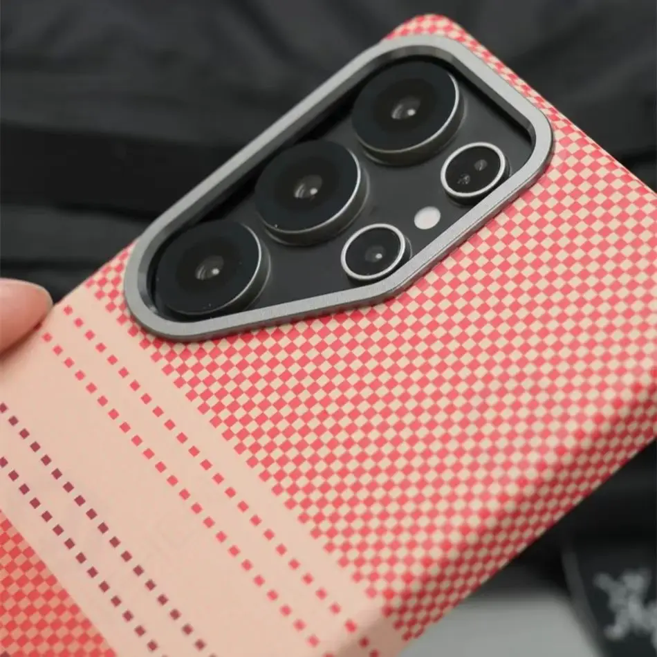 S25ultra Strong Mganetic Slim Armor Case For Magsafe Metal Len Carbon Fibre Patterned PC Cover For Samsung Galaxy S25 Ultra Plus 4