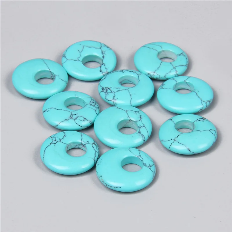 Fashion Nostalgic 18mm Lucky Peace Charms Reiki Healing Rose Pink Quartz Opal Lapis Stone Chakra Pendants for Jewelry Making