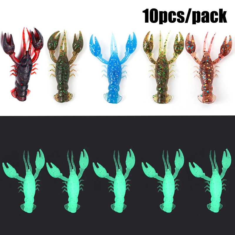 5/10pcs Soft Lure Artificial Bait Shrimp Lobster Crayfish Worm Shad Eel