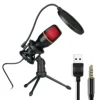 Professional Condenser Microphone Kit with Tripod Stand RGB Lighting Gaming USB Microphone for Streaming YouTube Podcasts Video Studio Recording PC Computer Laptop Mute Button Voice Changer 1