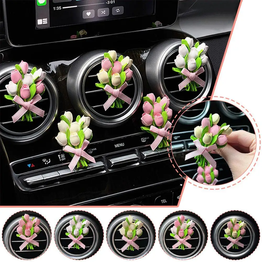 

Tulip Bouquet Air Conditioner Air Outlet Diffuser Mounted Car Air Freshener Diffuser Aromatherapy Perfume Decor Clip Accessories