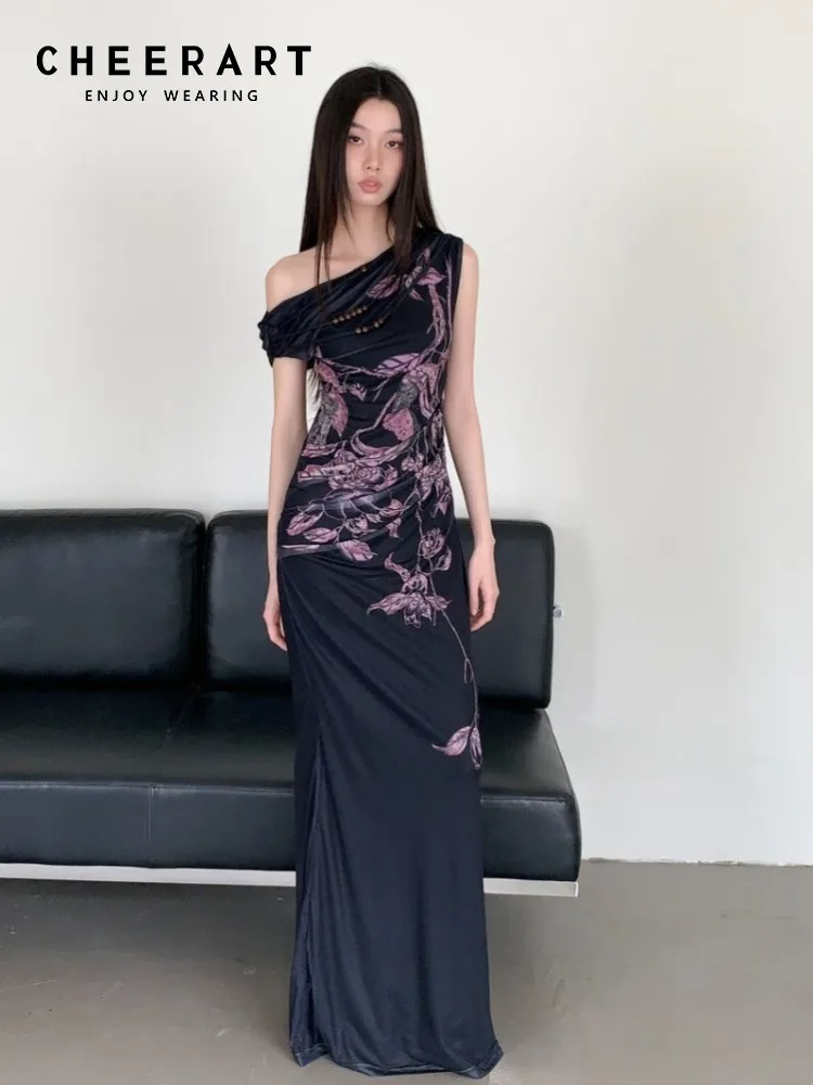 fitted lace wedding dress Black Floral Lace Mermaid Off Shoulder Long Party Dress, Black Evening –  Cutedressy main image 1