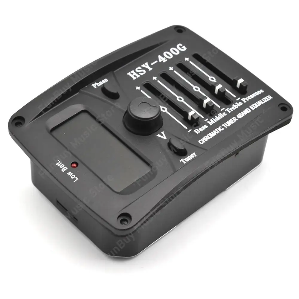HSY-400G Guitar Pickup Acoustic Guitar Pickup 4 Bands EQ Equalizer Preamp Piezo with LCD Tuner
