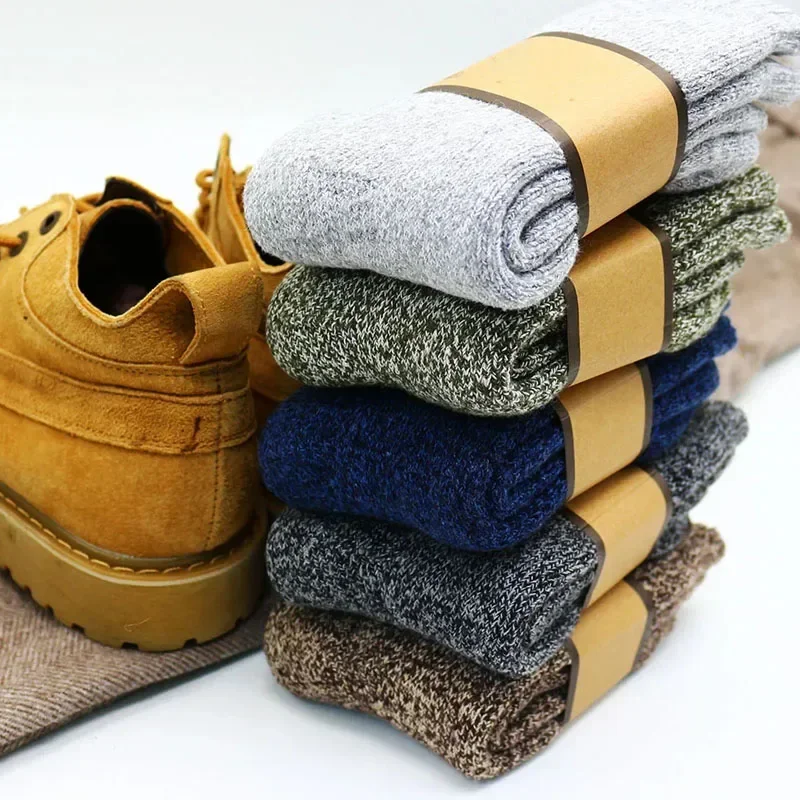 Men's Super Thick Warm Merino Wool Socks - High Quality Harajuku Retro Winter Collection (3 Pairs)
