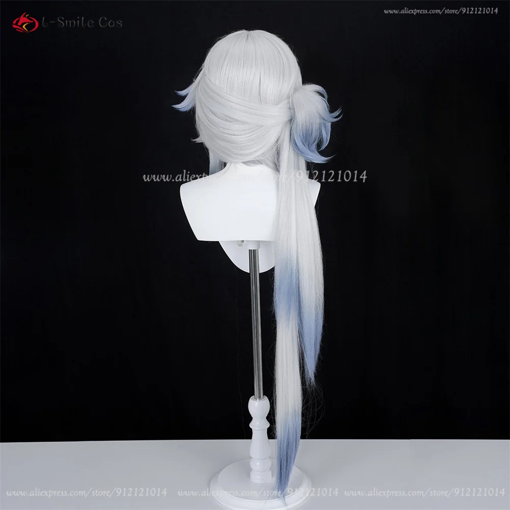 Yaoguang Cosplay Perücke 100cm Grau-Blau Hitzeresistent Synthetik Halloween 7