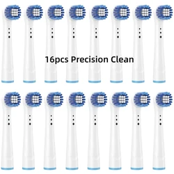 Premium Replacement Brush Heads - Pack of 16/20 for Sensitive and Cross Action Cleaning (16 Precision Clean)