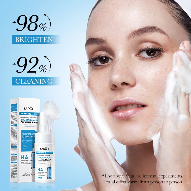 SAODER Hyaluronic Acid Wash Foam Facial Cleansing Mossee Anti Wrinkles Moisturizing Brightening Skin Care Products
