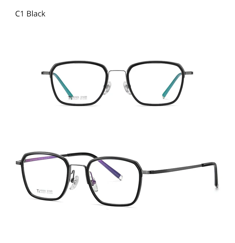 Ralferty Unisex Full Rim Polygon Square Titanium Eyeglasses 92325 Image 2
