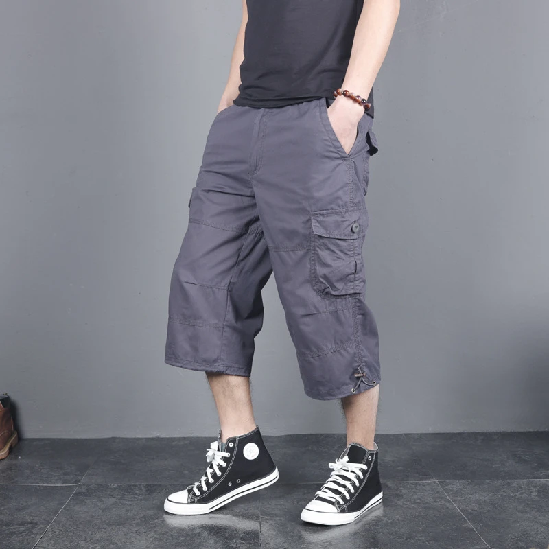 

Шорты-карго мужские длинные, повседневные хлопковые эластичные бермуды со множеством карманов, армейские короткие капри в стиле милитари, хит продаж, 5XL, на лето