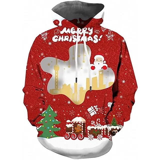 thumbnail image 1 of Sudadera con capucha para hombre con estampado 3D de Papá Noel, de otoño e invierno, cálida y moderna, informal, para uso diario, 1 of 4