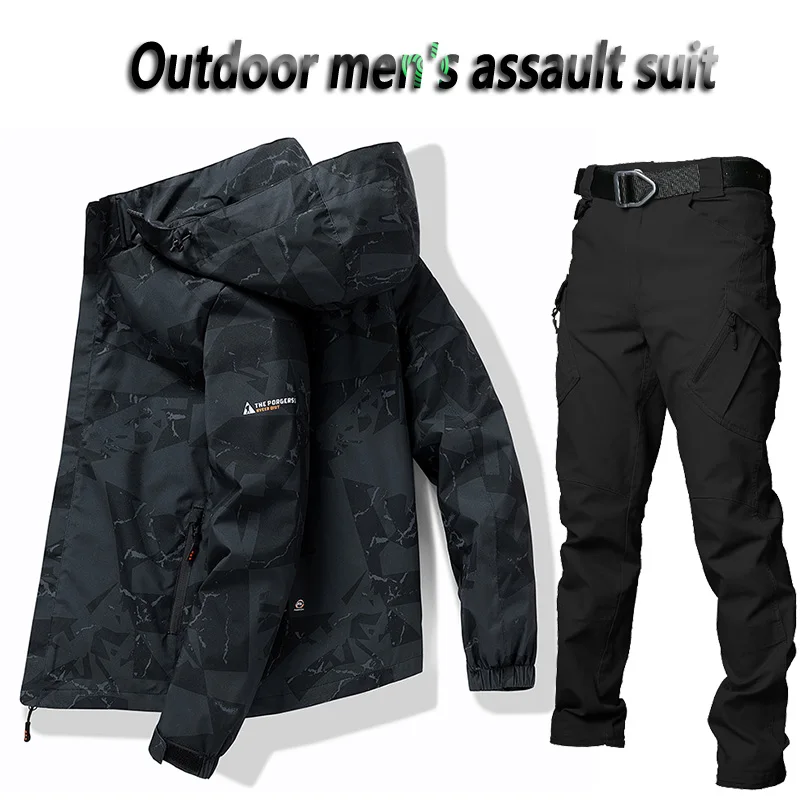 

Новинка 2024, мужской штурмовой костюм с капюшоном на весну и осень, Женская Спортивная одежда для активного отдыха, походов, рыбалки, повседневная куртка