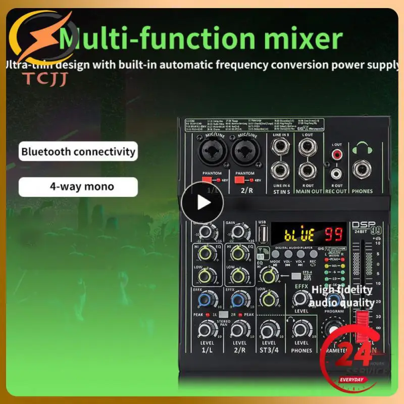 Manchez 미니 4 채널 사운드 카드 믹서, USB 콘솔, DJ 노래방, 스마트폰 전문 컴퓨터 녹음, 48V