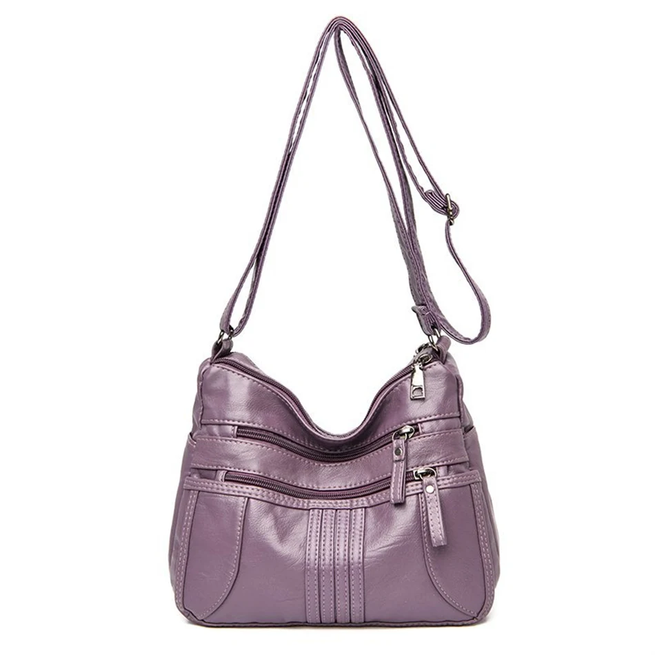 High Quality Many Pockets Designer Shoulder Bag for Women Soft Leather Trendy Crossbody Bags Female Messenger Handbags Purses 