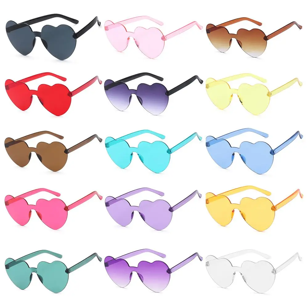 

Party Favor Transparent Trendy Eyewear Sunglasses for Women Rimless Heart Glasses Heart Sunglasses