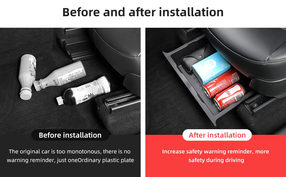 TPE Under Seat Storage Box For Tesla Model Y Car Organizer Underseat Drawer Holder Hidden Space Bins Chair Tray Car Accessories