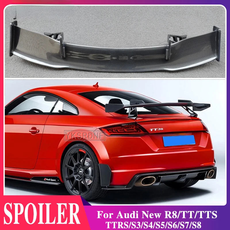 

Задний спойлер из натурального углеродного волокна для багажника, дека для Audi New R8/TT/TTS/TTRS/S3/S4/S5/S6/S7/S8, автомобильные аксессуары, Стайлинг автомобиля