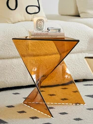 Nordic Acrylic Coffee Table Living Room Furniture Transparent Side Table Creative Bedroom Furniture Geometric Bedside Tables