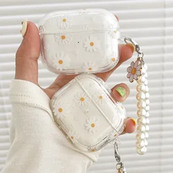 Floral TPU Bluetooth Earphone Cover with Imitation Pearl Chain - AirPods Pro2