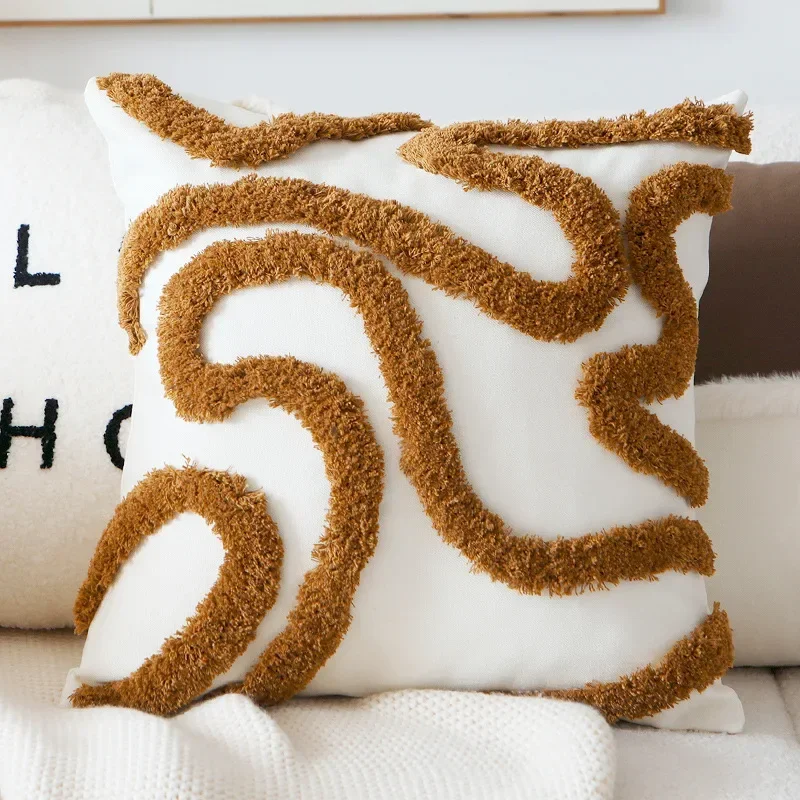 

Decorative Faux Wool Throw Pillow Covers Christmas Soft Plush Short Fleece Square Patterned Cushion Cases Solid Pillow (No Core)