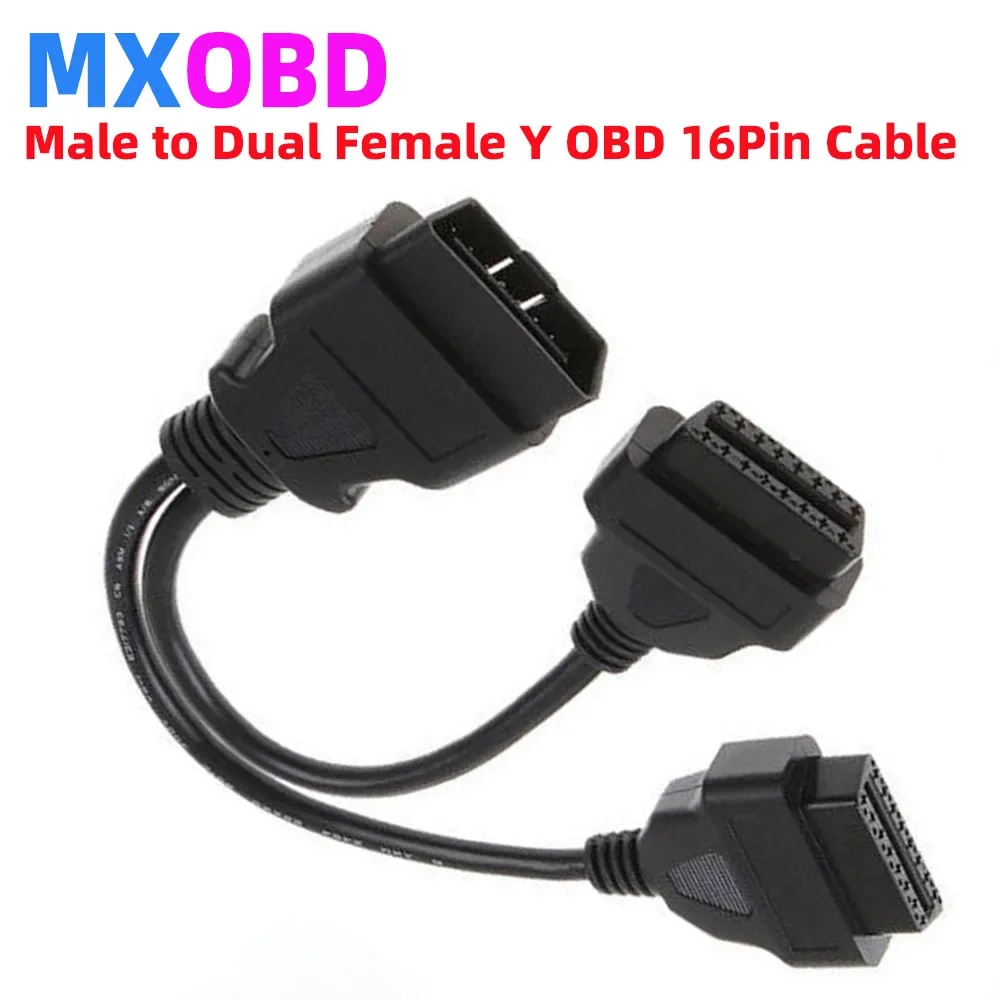 Dritto Cotovelo Head Elm327 Connettore Diagnostico Per Auto 16 Pin 16 Pin J1962 Obdii Obd2 Maschio A 2 Femmina Y Cavo Di Prolunga