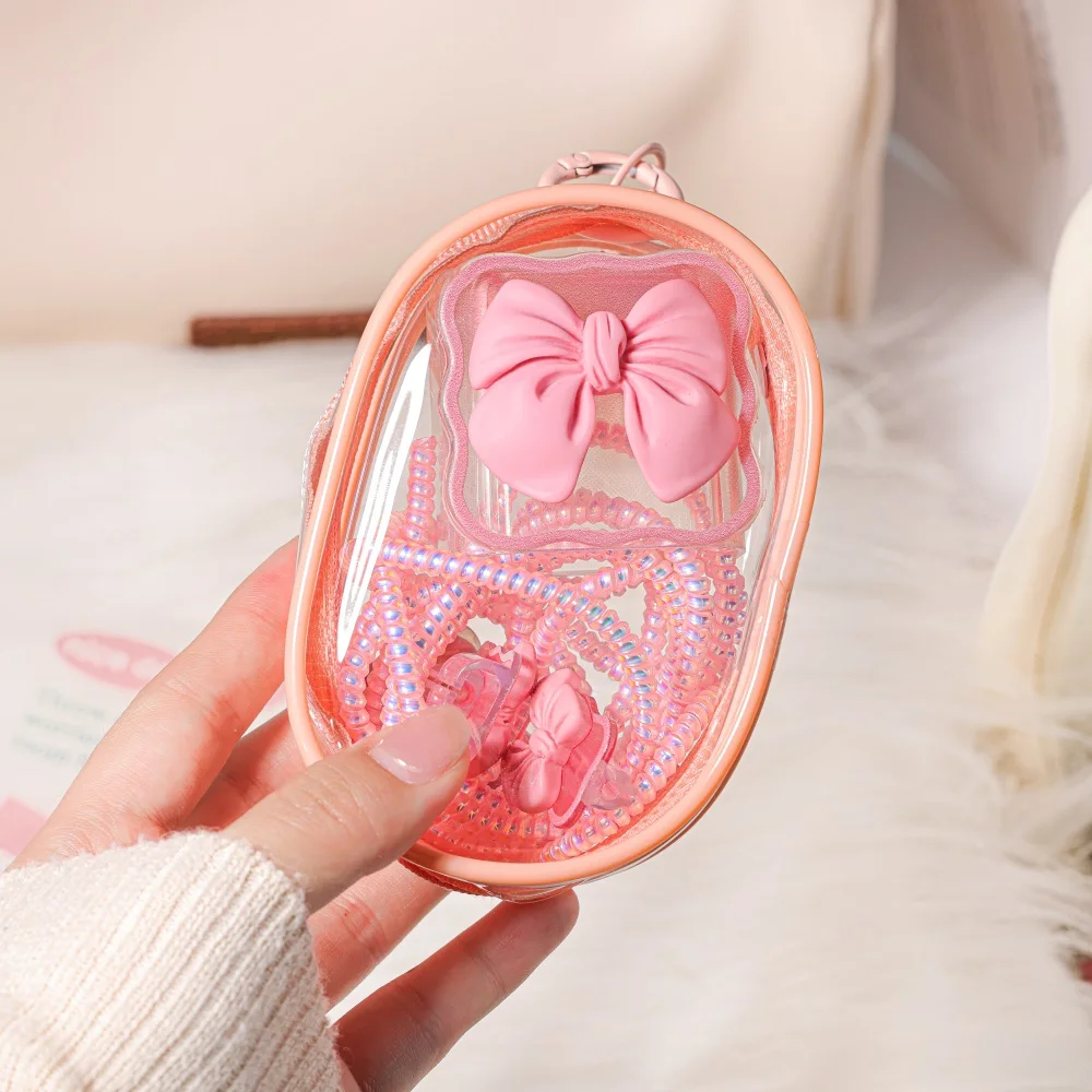 2pcs 3D 핑크 보우 케이블 보호대 아이폰용 아이패드 18W/20W 및 투명 슬리브 충전기 케이블 보호대 보관 파우치 가방