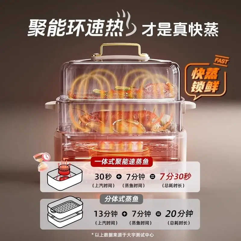 Electric steamer stainless steel household multi-functional three-layer large-capacity intelligent reservation fully automatic