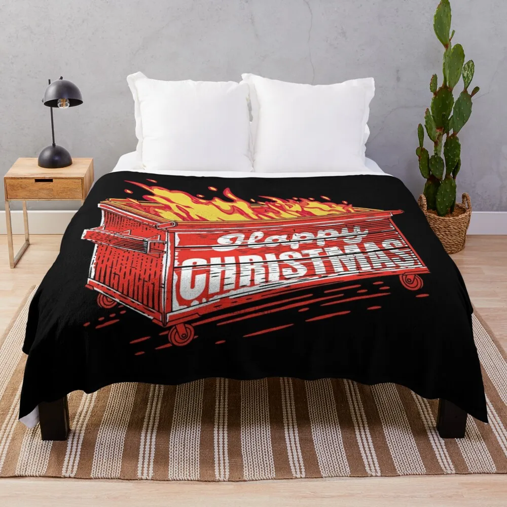 

Happy Christmas - Dumpster Fire Throw Blanket christmas decoration decorative blanket Quilt Blanket