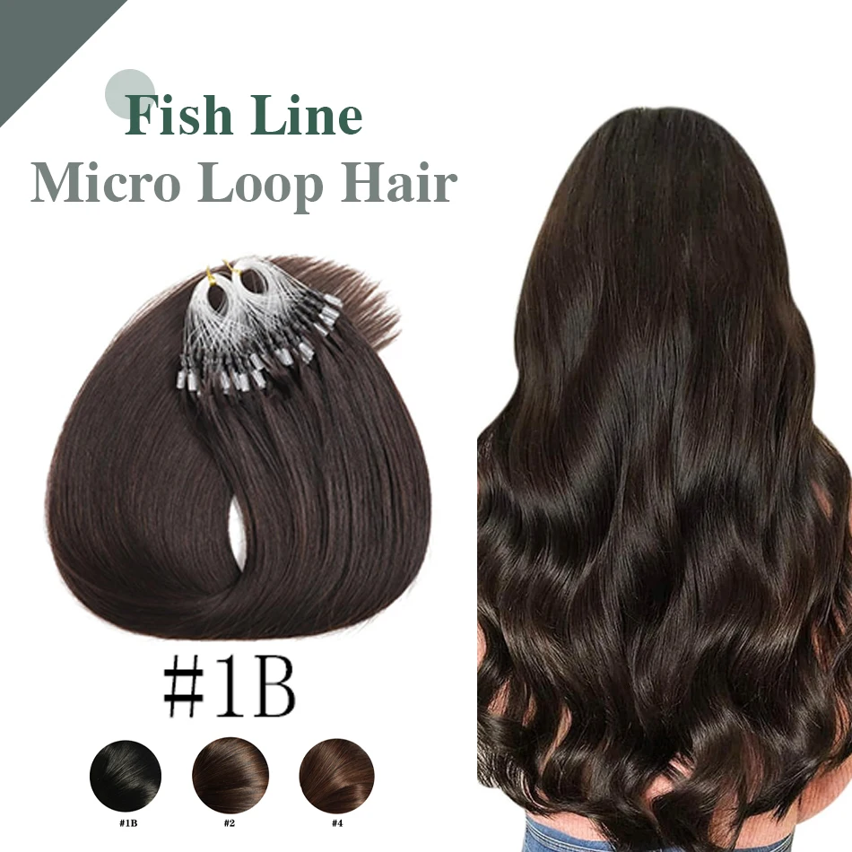 Micro Loop Hair Extensions 16-26 Inch 100% Remy Human Hair Extensions Straight Micro Ring Dark Brown #2 Color for Women 50 100g hair extensions