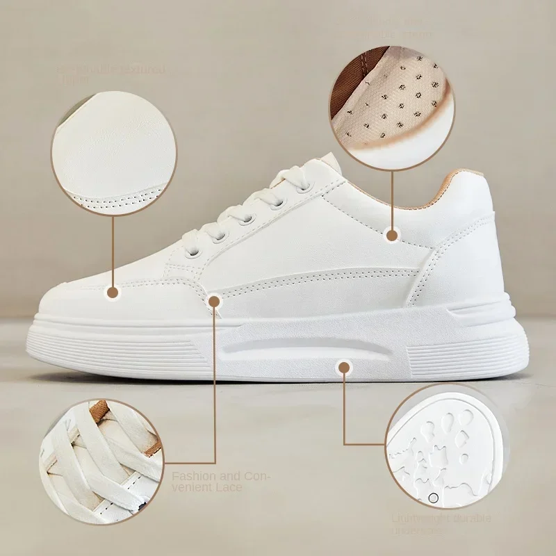 White Shoes Women's Spring New Women's Tennis Shoesstudent Round Toe High Heels Women's Shoes Sports and Casual Shoes 4