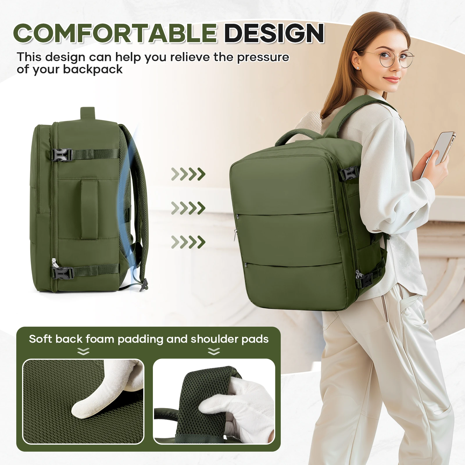 Easyjet Cabin Bag 45x36x20 Travel Backpack, Business Laptop Women Men Backpack Work Bag, Large Capacity Travel Bags Hand Luggage