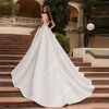 Simple Satin A-Line Wedding Dresses For Women Party Elegant V-Neck Sleeveless Bridal Gowns Princess Ball Vestidos De Novias 2025 2