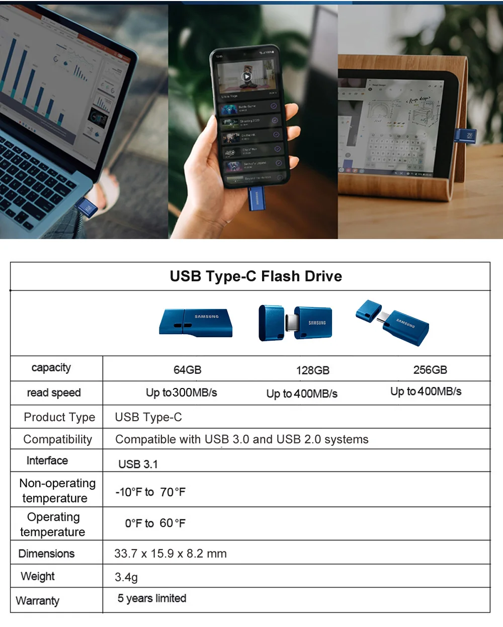 Samsung-usb flash drive 3.1, 64gb, 300 mbps,
