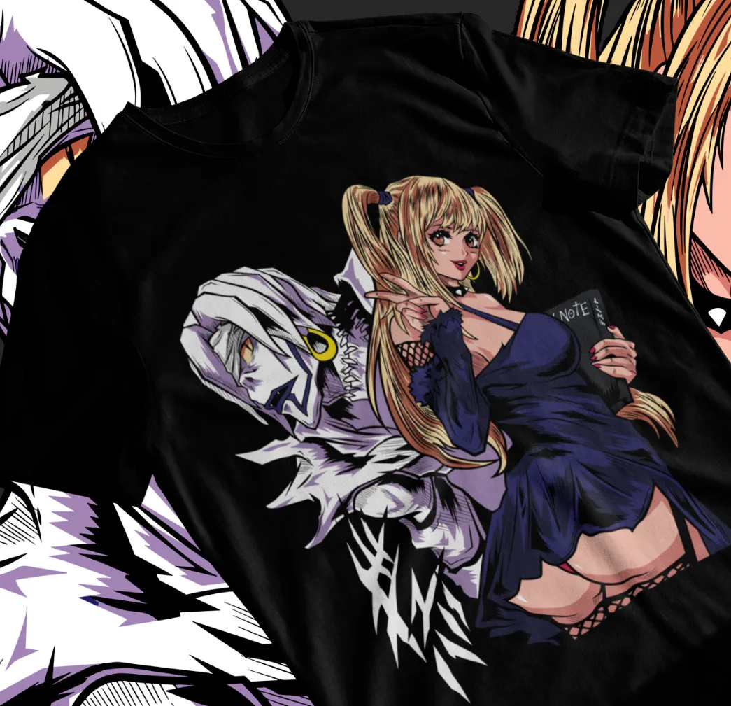 

Футболка аниме Death Note Misa Amane, мягкая черно-белая рубашка с принтом Манга