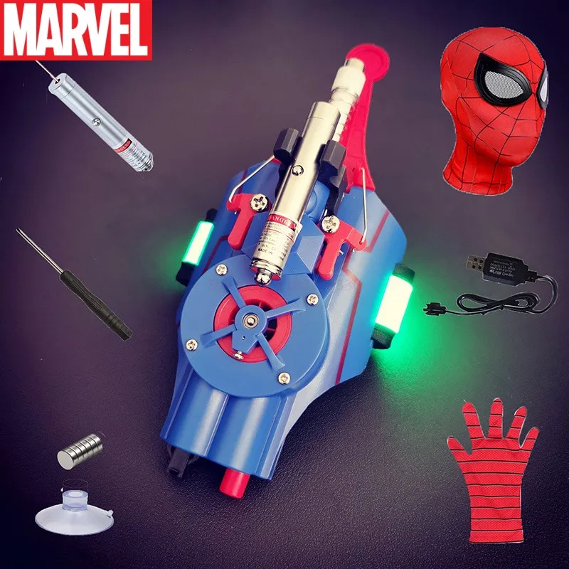 

2023 Fully Automatic Peripheral Glowing Laser Spiderman Web Shooters Spider Silk Rope Device Cosplay Props Toy Christmas Gifts
