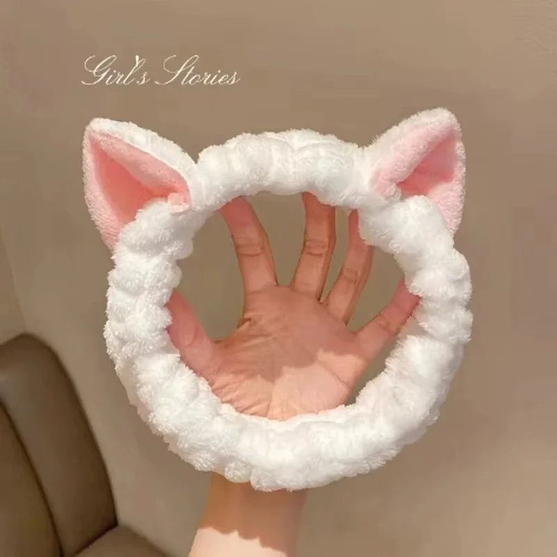 Fashionable Accessory For Women Cute Coral Fleece cat ear headband Soft & Comfortable for Face Washing & Makeup