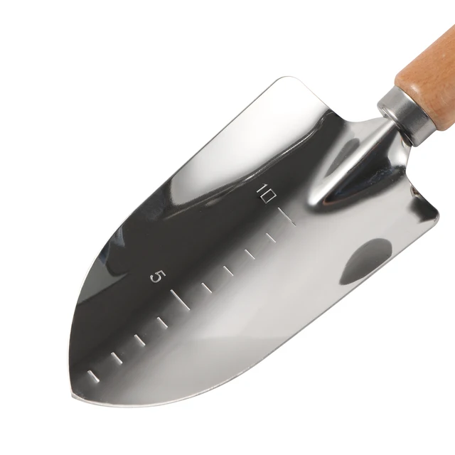 Kertészeti Fa Fogantyú Rozsdamentes Acél Széles Lapáttiszt Kerti Lapát Hordozható Homok Lapáttal Méretű Talaj - Image 2