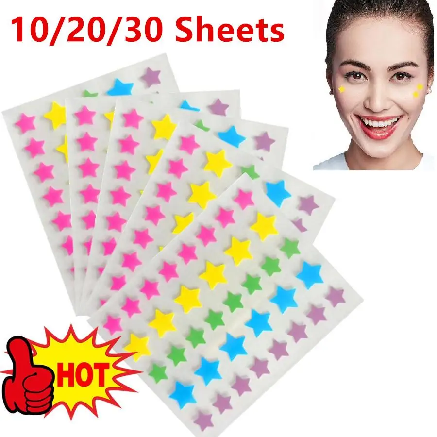 Lot 36Pcs Colorful Acne Patches Cute Star Heart Shaped Acne Treatment Sticker Invisible Acne Cover Removal Pimple Patch Skin 1000pcs 30 30mm 1 18 round transparent thank you sealing sticker red heart