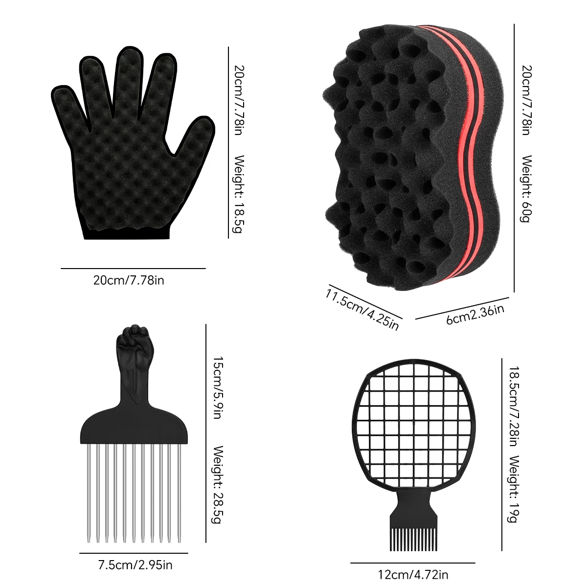 4개입 트위스트 헤어 스펀지 세트 큰 구멍이 있는 이발사 헤어 브러시 스펀지 트위스트 아프로 컬 코일 웨이브 헤어 케어 도구 컬 브러시