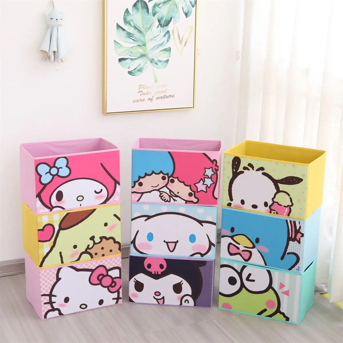 

Sanrio персонаж Hello Kitty Kuromi нетканый складной My Melody домашние снэки для одежды коробка для хранения книг рабочего стола для хранения различных предметов