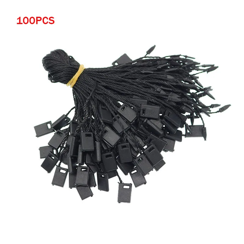 Clothing Tag Rope Clothes Lanyard Single Hand Wearing Rope Hanging Grain Plastic Square Buckle Label Polyester 100pcs