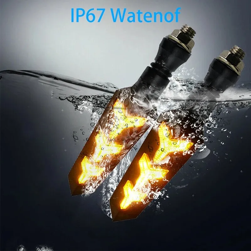 Motorcycle LED Turn Signals Flowing Water Blinker Flashing Lights Bendable Tail Flasher Indicator Lamp